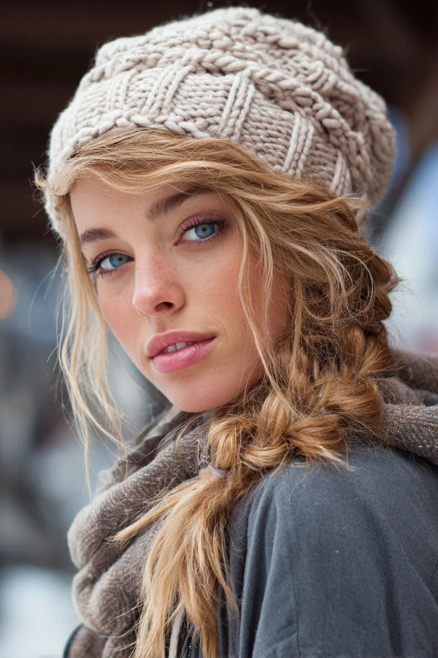 Loose Textured Side Braid with Face‑Framing Wisps — Casual Boho Look