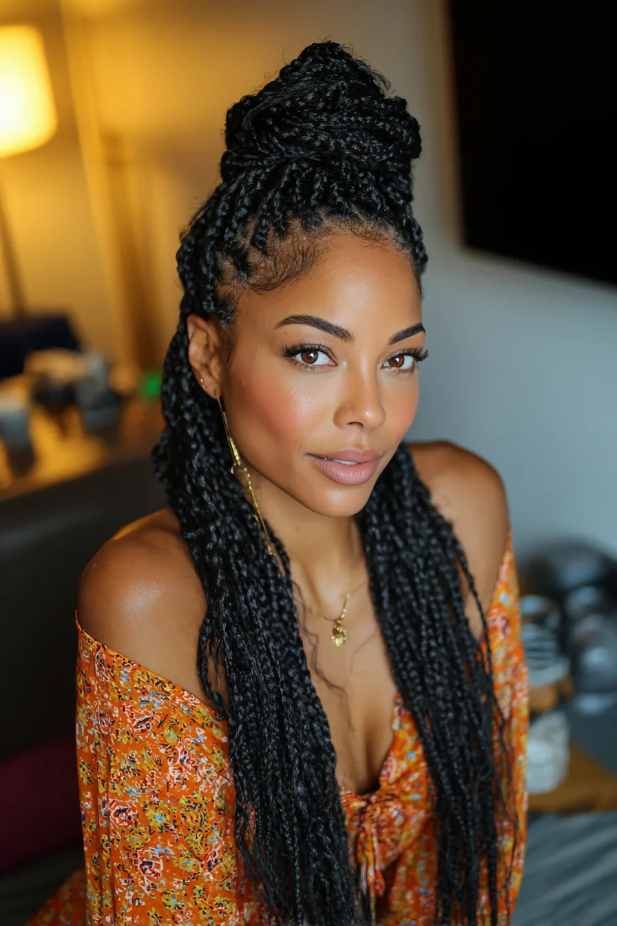 Medium Rope Twists Half-Up Top Knot — Long Protective Style