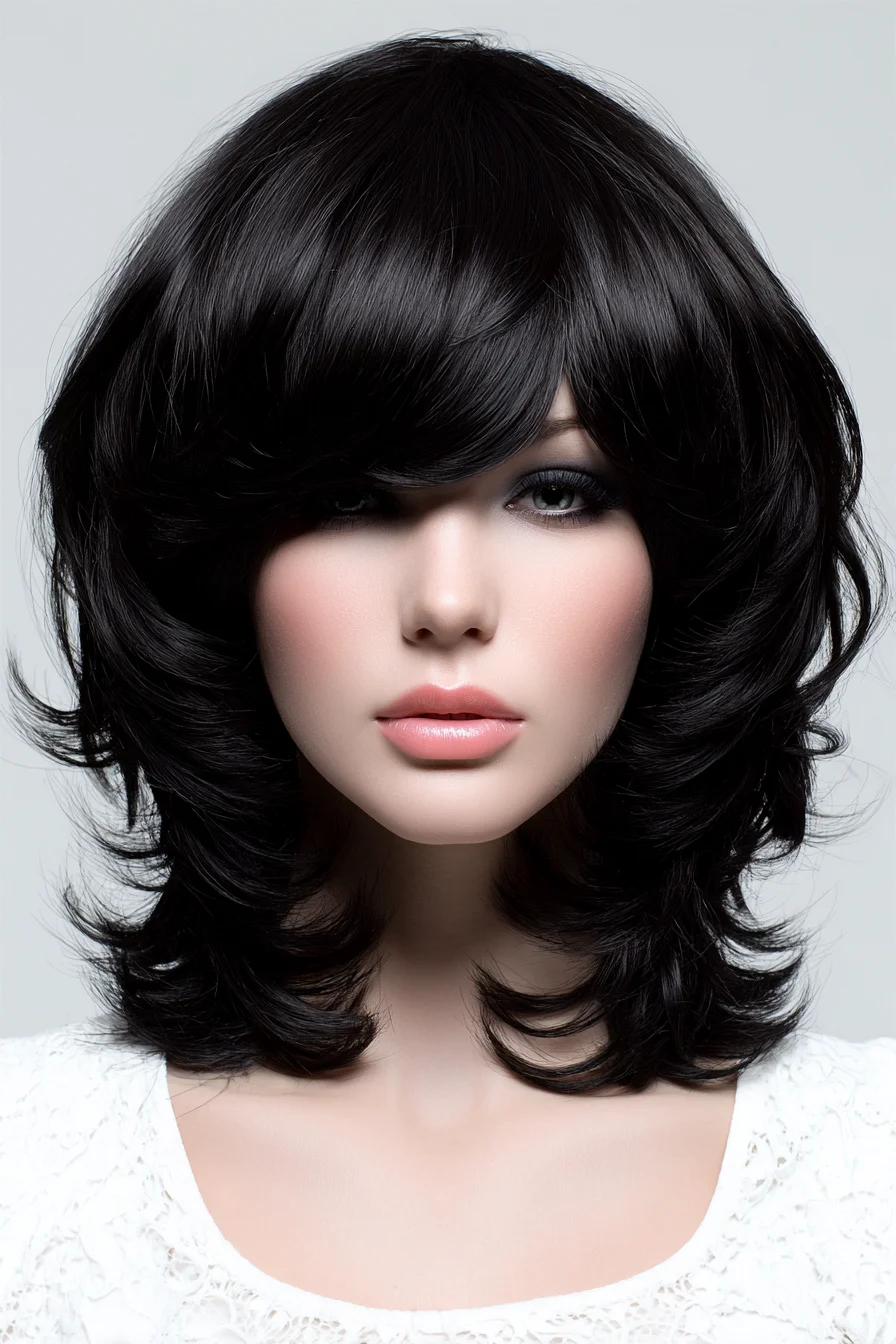 Mid-Length Layered Shag with Curtain Bangs and Feathered Ends