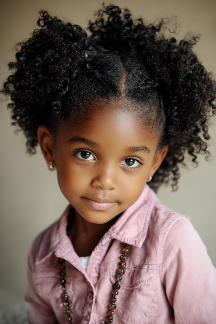 Natural Two-Puff Middle-Part for Tight Curls (3C–4C)