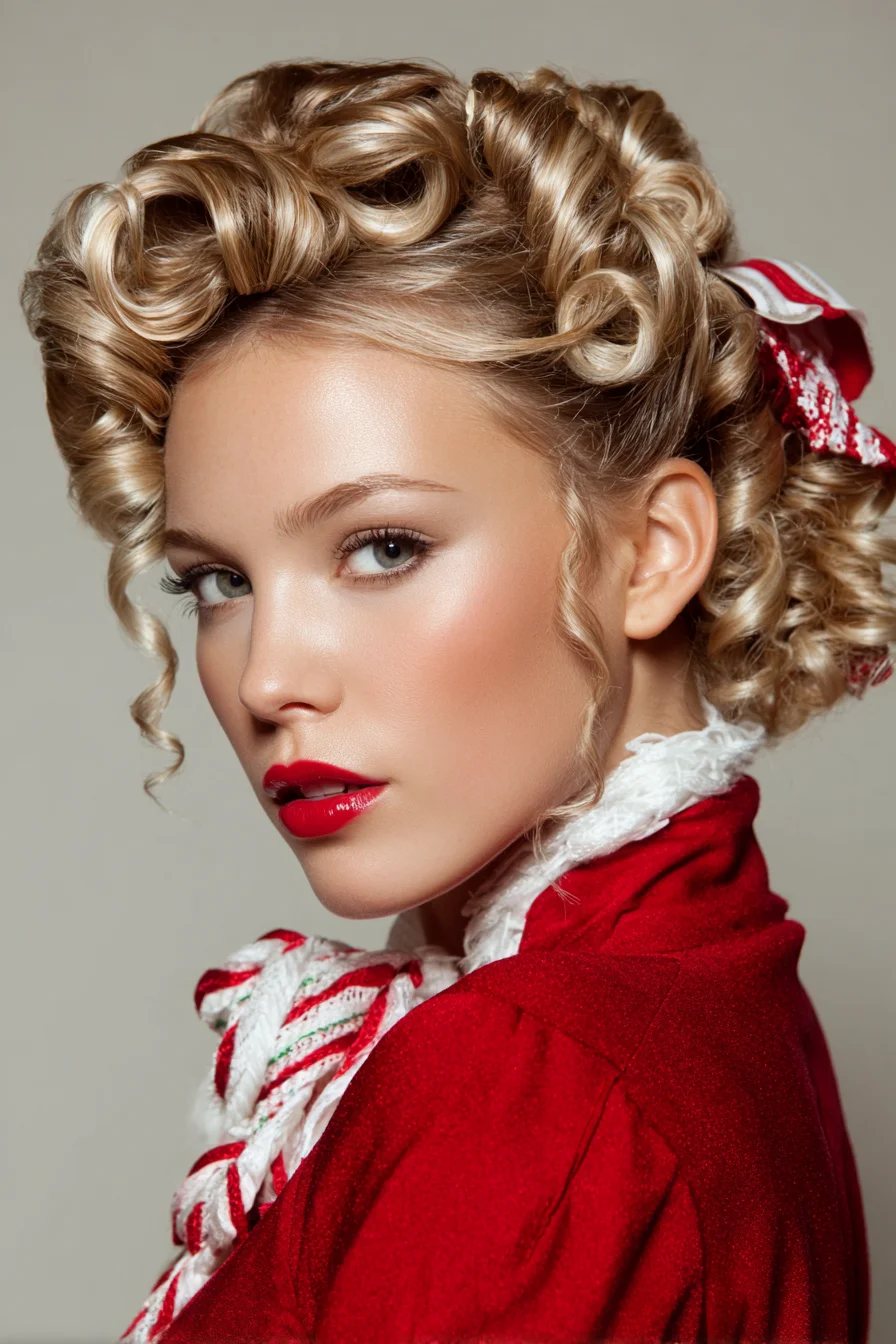 Retro Pin-Curl Updo with Defined Ringlets