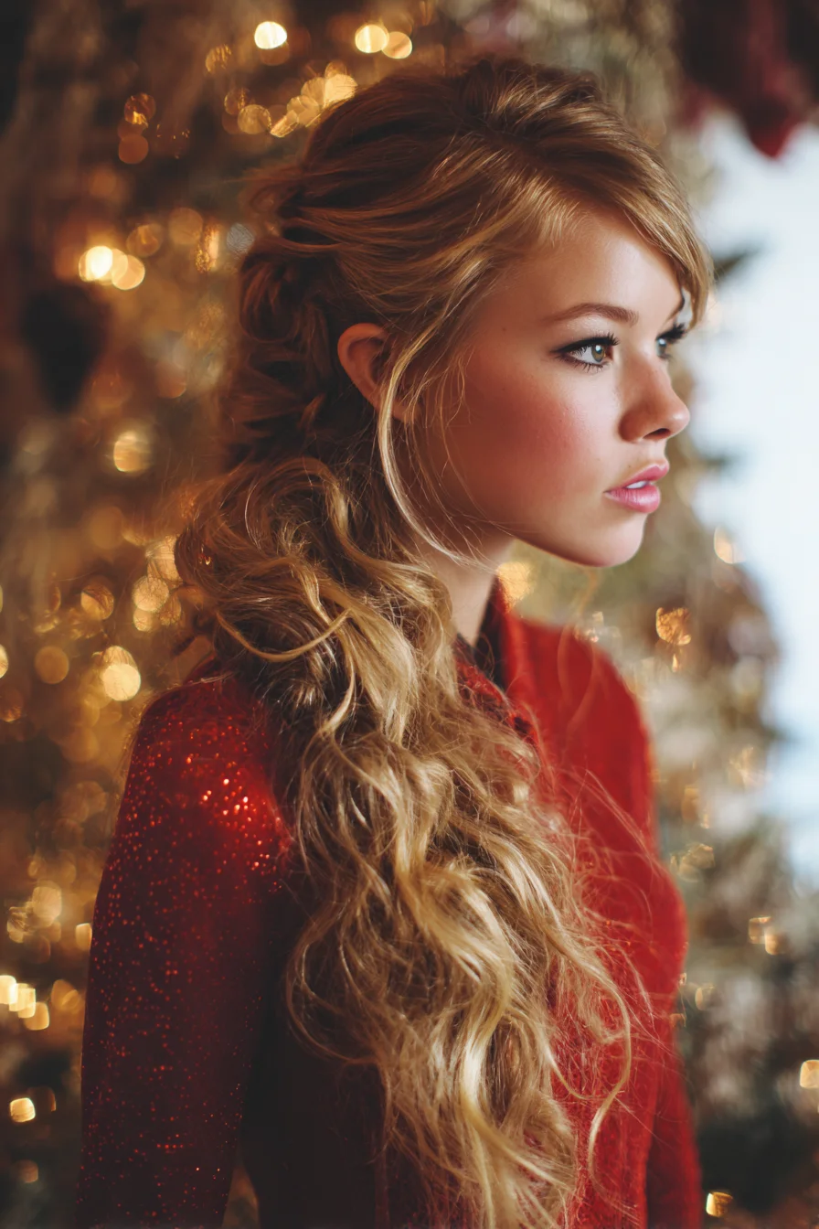 Romantic Side‑Swept Voluminous Curls with Face‑Framing Layers