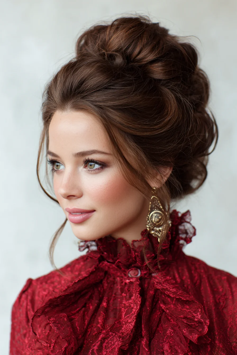 Romantic Textured Updo with Loose Face‑Framing Tendrils