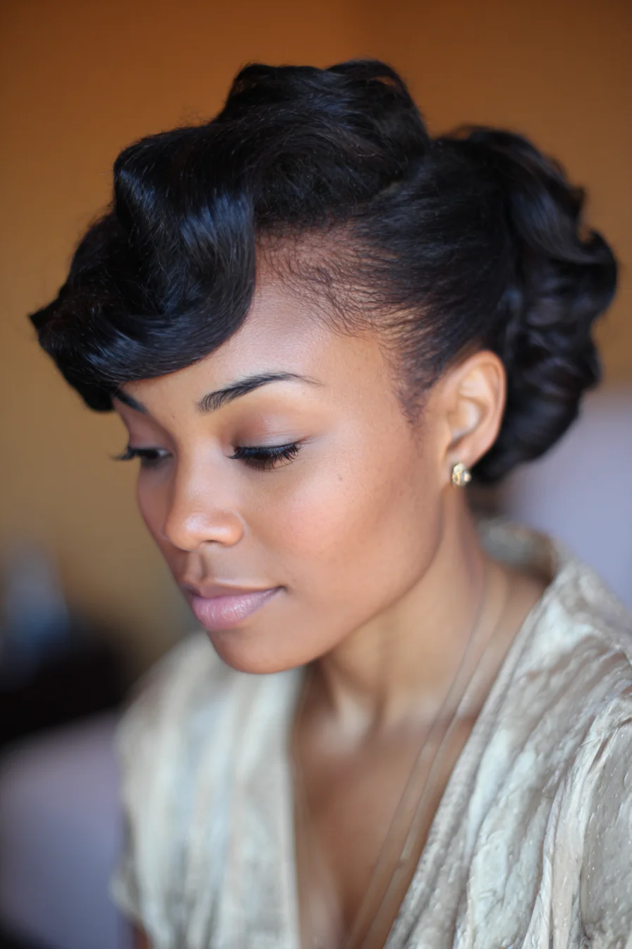 Sculpted Vintage Side Roll Updo — Finger Waves & Pin Curls