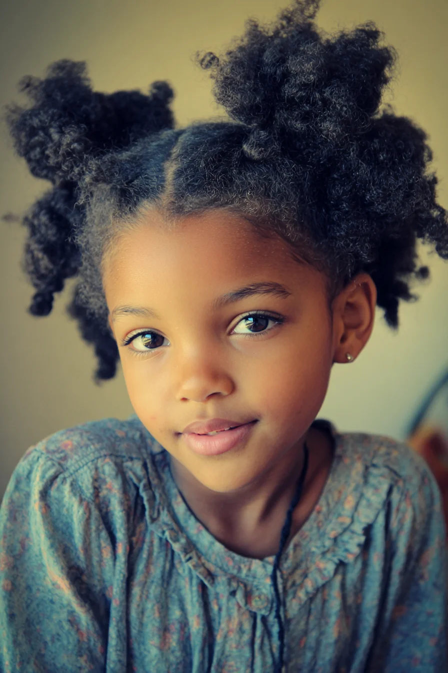 Sectioned Mini Puff Buns for Natural Kinky-Curly Hair