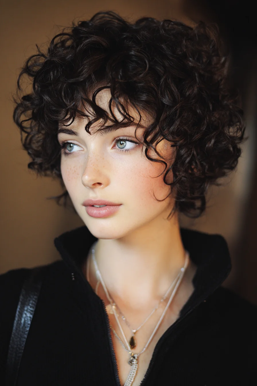 Short Curly Bob with Textured Fringe — Defined, Face‑Framing Curls