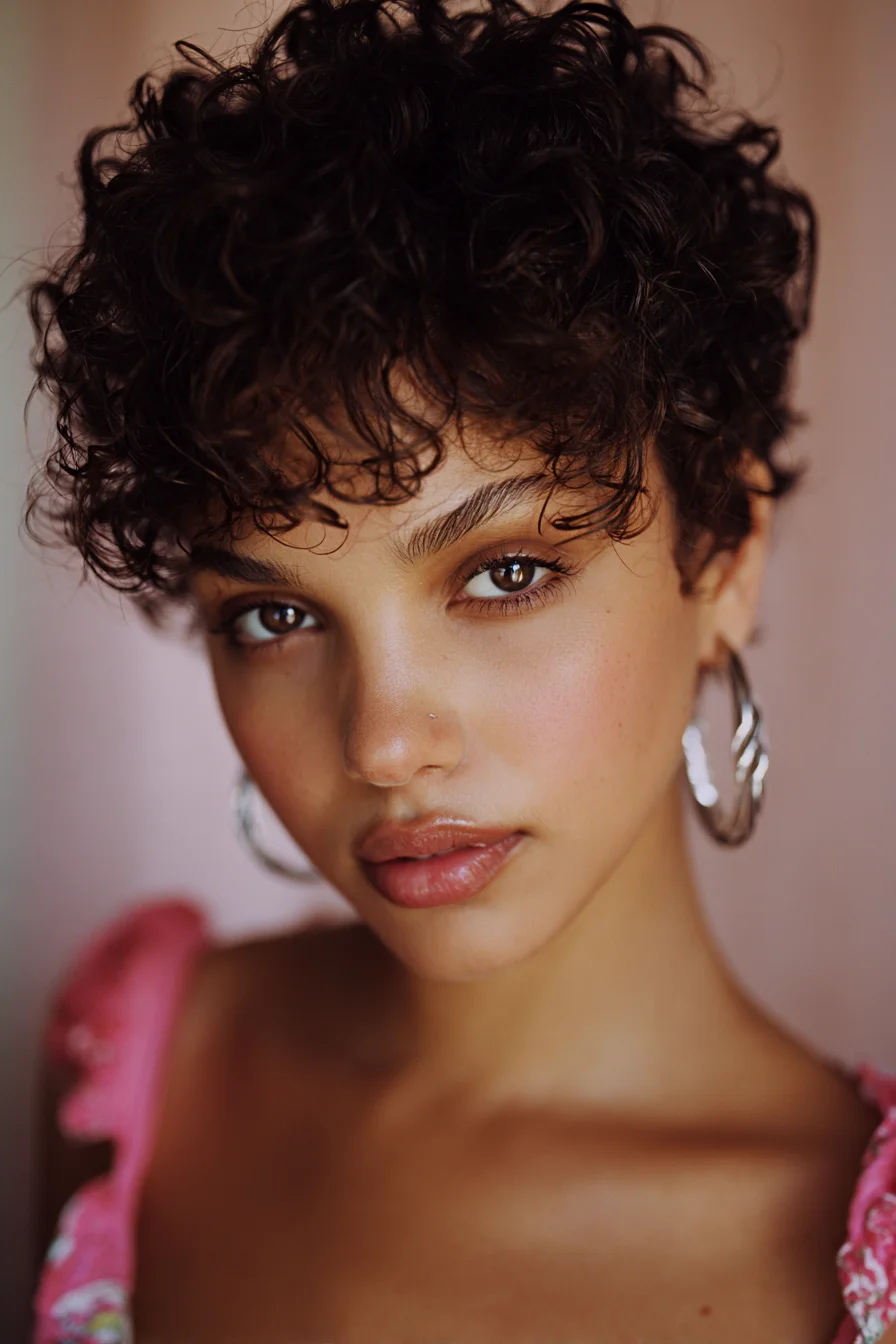 Short Curly Pixie Cut with Textured Fringe — Natural Curls