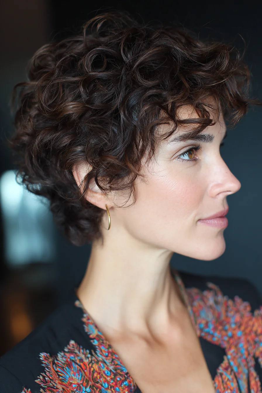Short Curly Pixie with Defined Ringlets — Textured Tapered Cut