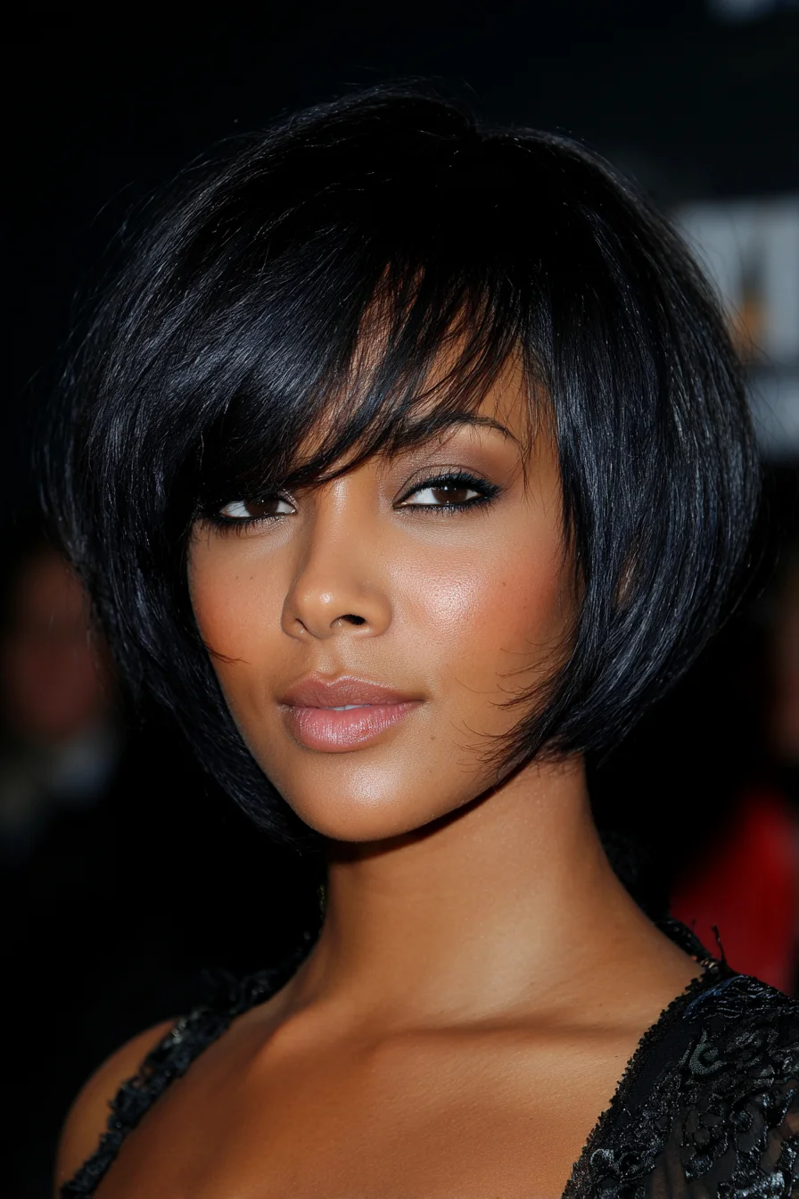 Short Layered Bob with Side‑Swept Fringe