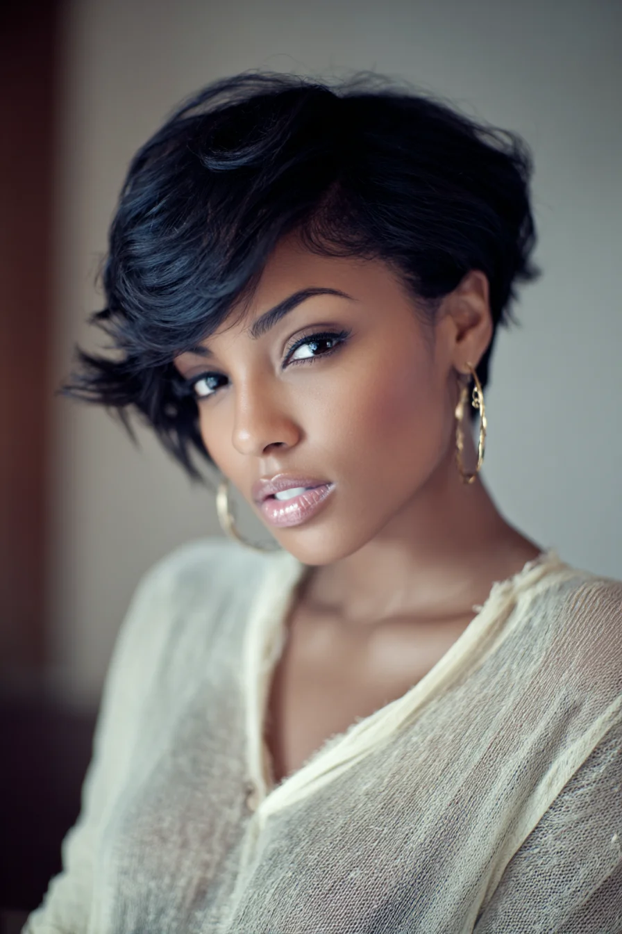 Short Textured Pixie with Side-Swept Fringe