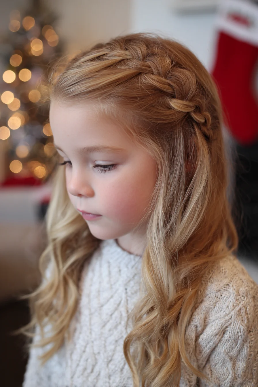 Side Dutch Crown Braid with Soft Loose Waves