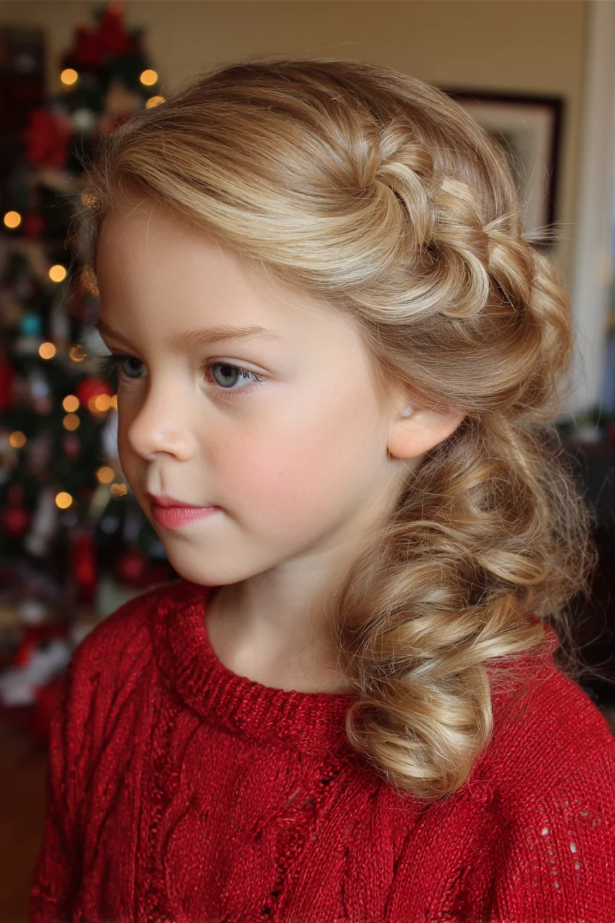 Side-Swept Twisted Braid with Loose Curls