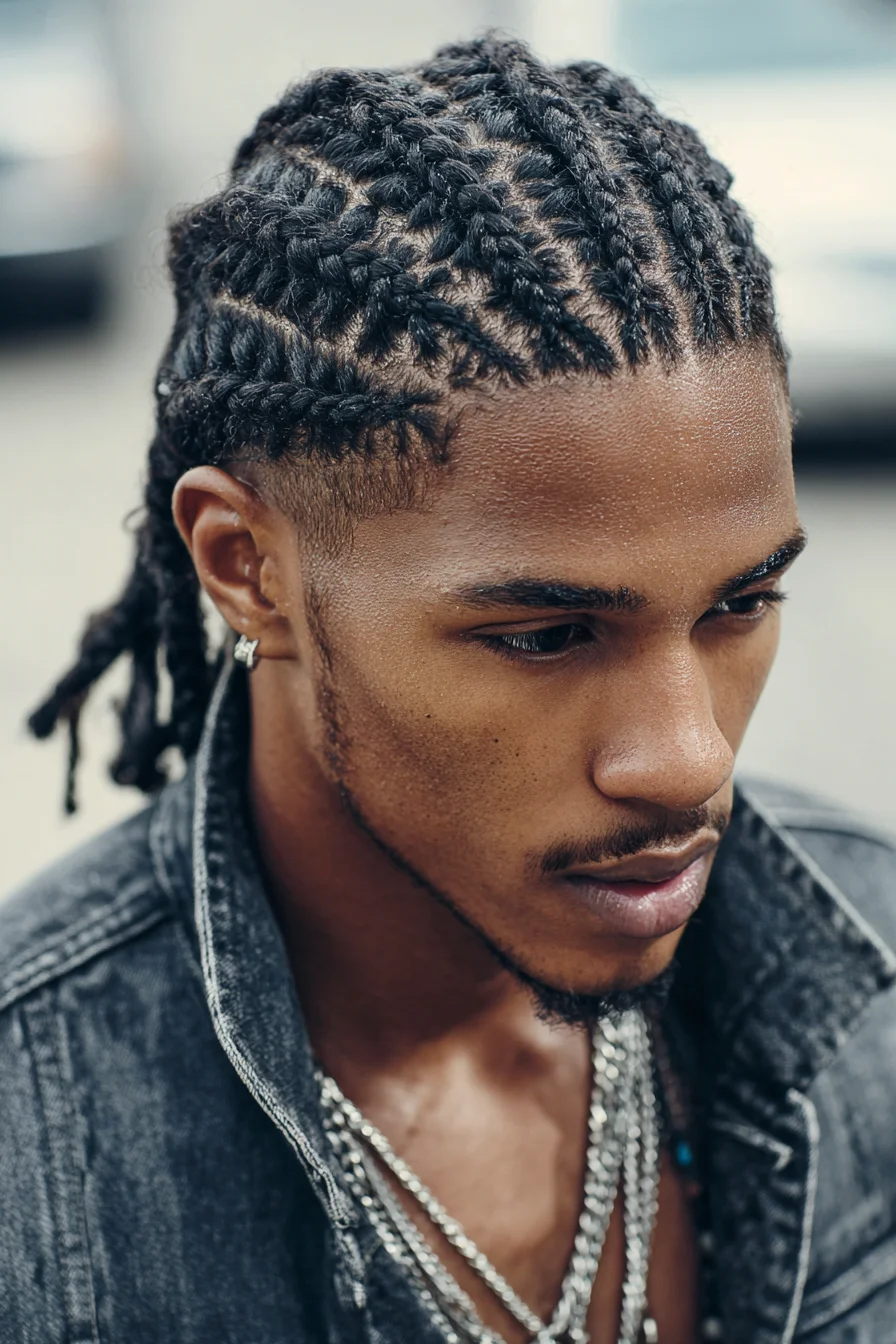 Sleek Back Cornrows with Feed-In Braids for Textured Hair