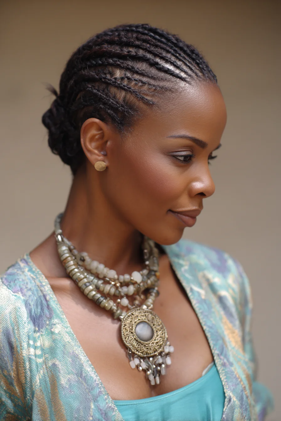 Sleek Cornrow Braids into Low Bun — Protective Style for Natural Hair