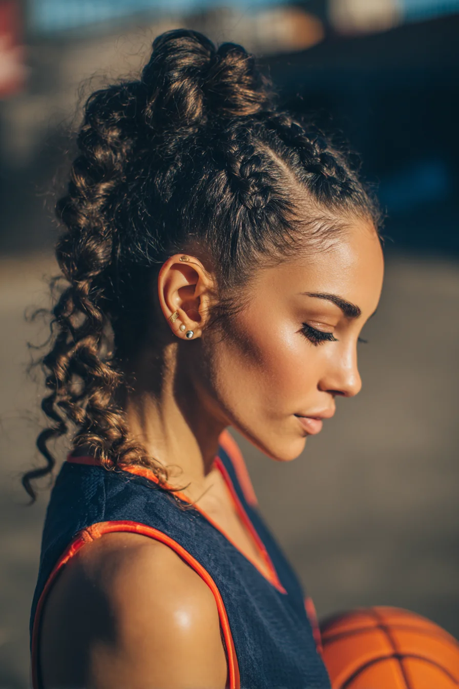Sleek Cornrows to High Curly Ponytail — Braided Athletic Updo