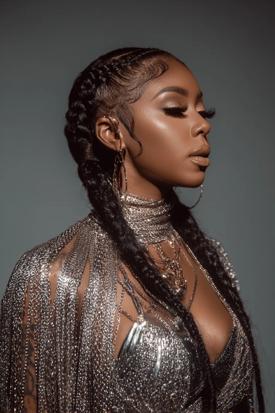 Sleek Double Cornrows with Sculpted Baby Hairs