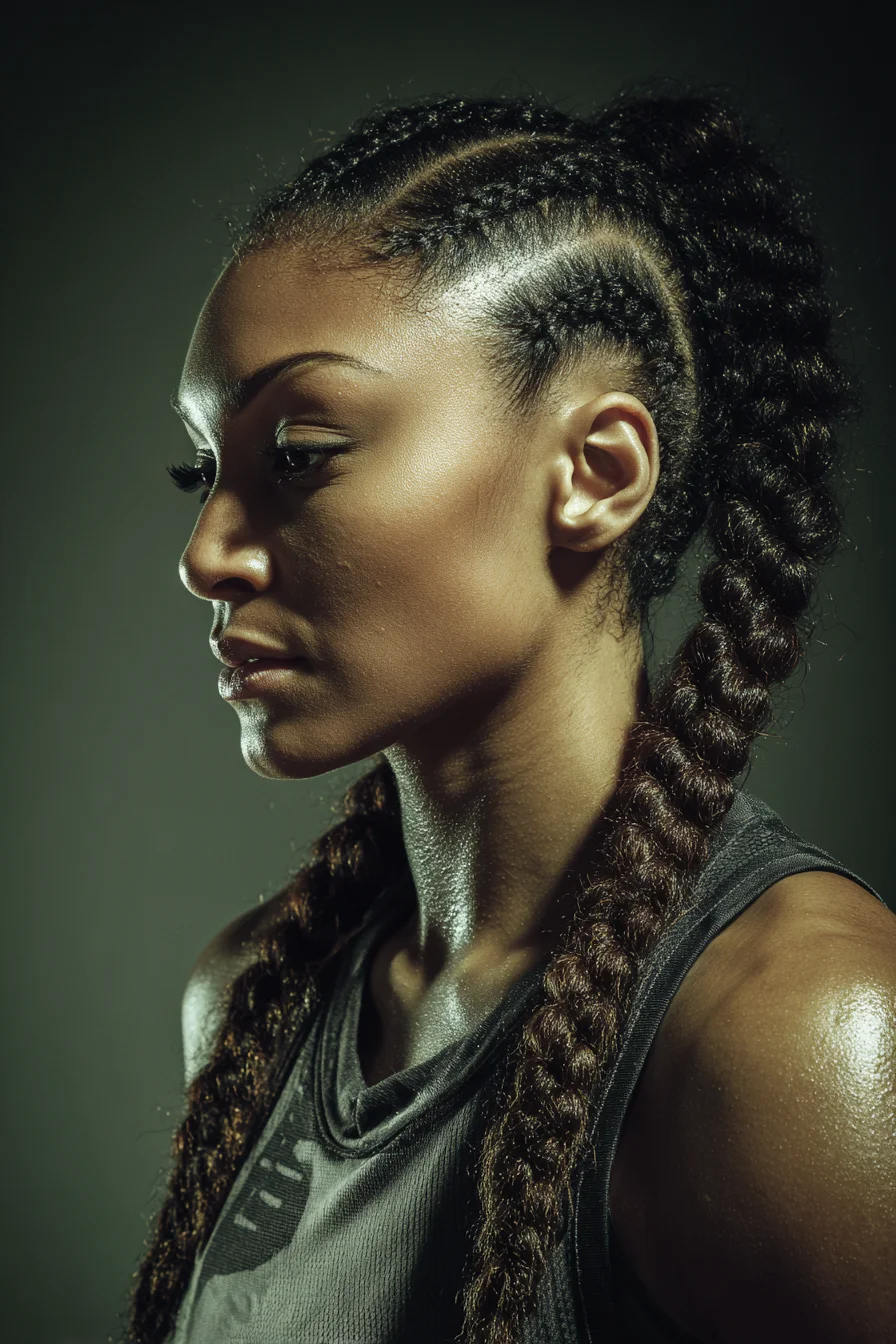 Sleek Double Dutch Braids with Defined Cornrow Partings