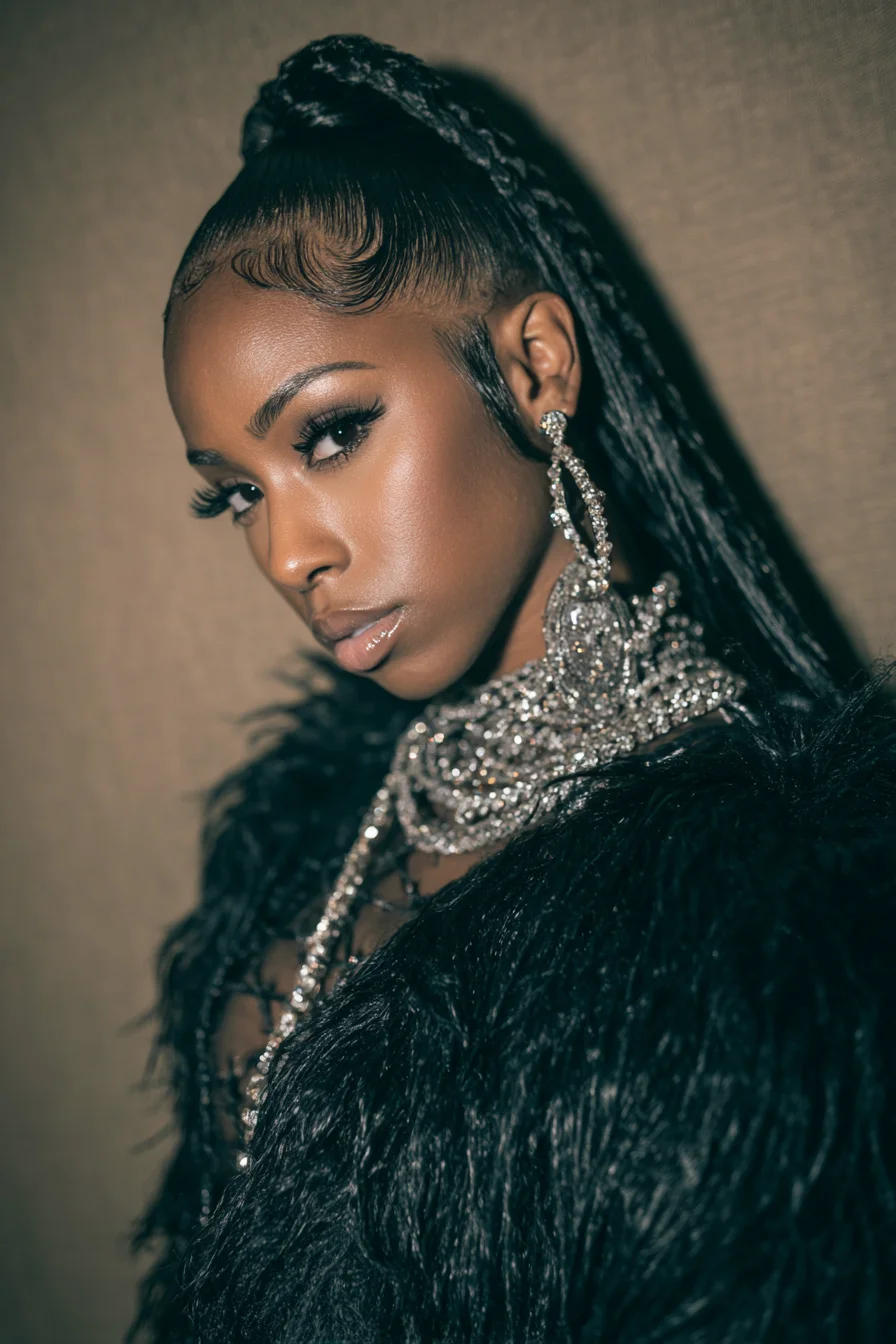 Sleek High Braided Ponytail with Sculpted Baby Hairs