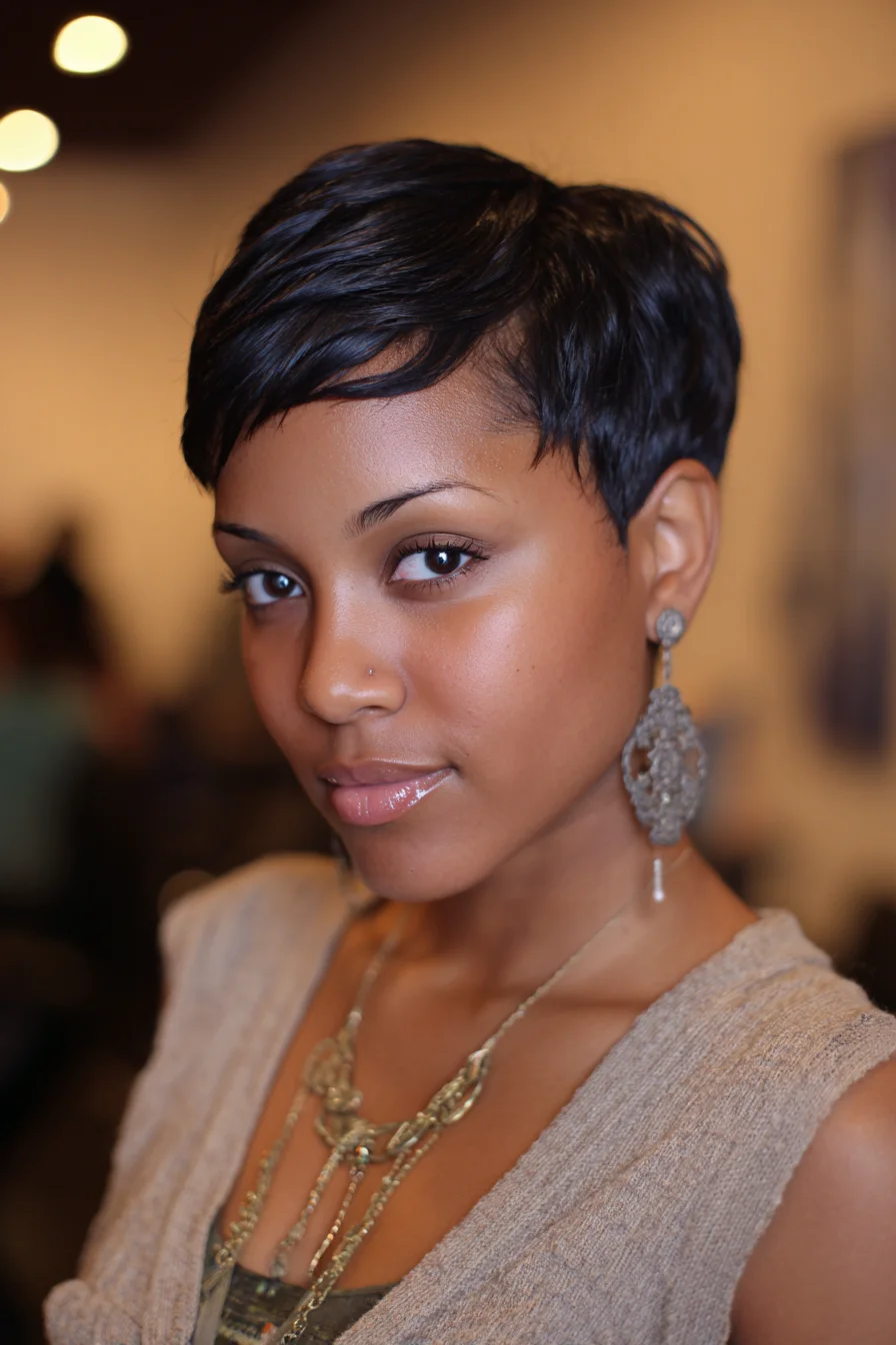 Sleek Short Pixie with Finger Waves — Textured Tapered Crop