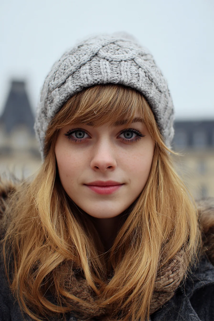 Soft Layered Long Hair with Side-Swept Bangs and Natural Texture