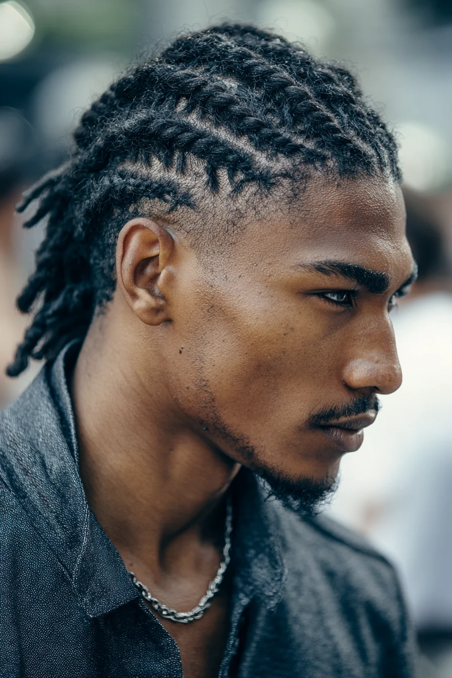 Tapered Cornrow Fade with Short Back Twists