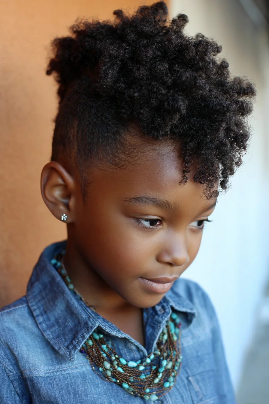Tapered Textured Curly Mohawk with Defined Coils