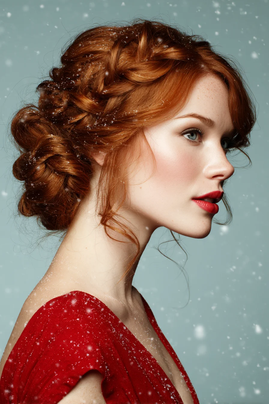 Textured Braided Low Bun Updo — Soft Face‑Framing for Wavy or Thick Hair