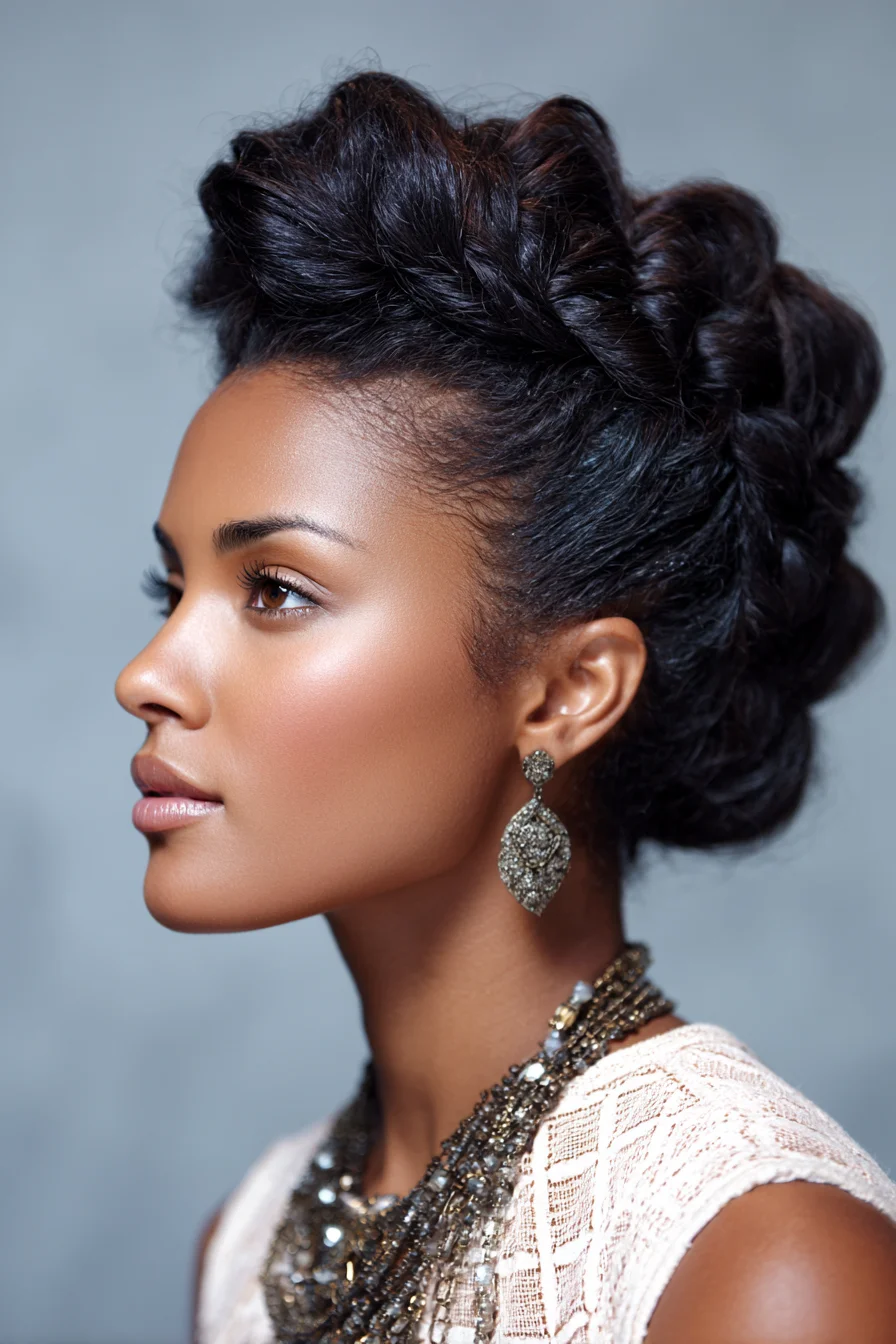 Textured Crown Twist Updo — Voluminous Twisted Halo for Curly & Coily Hair