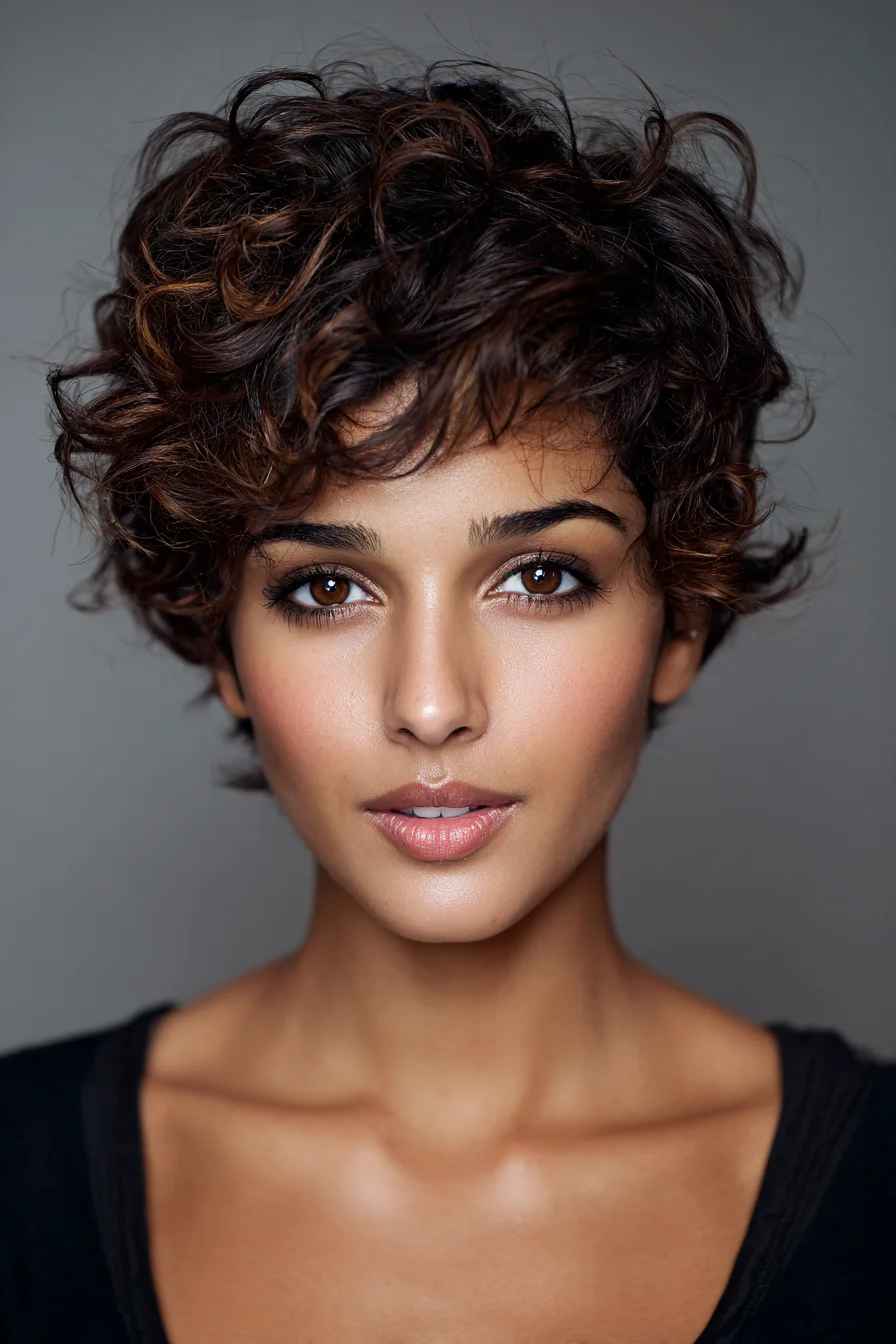 Textured Curly Pixie with Soft Layers