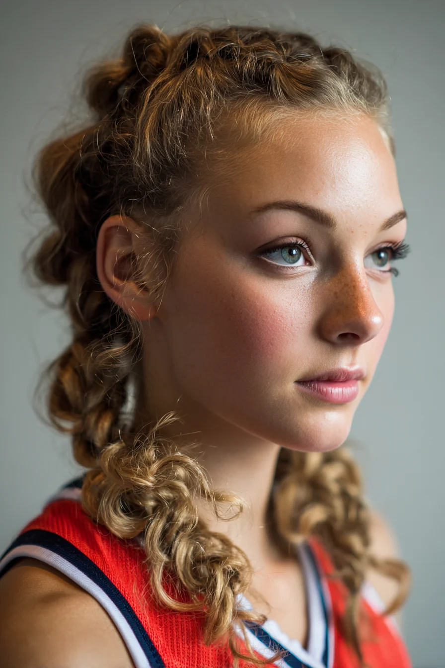 Textured Double Dutch Braids with Curly Banded Tails