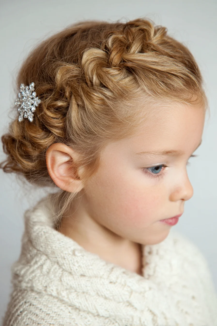 Textured Dutch Braid Crown Updo with Decorative Pin