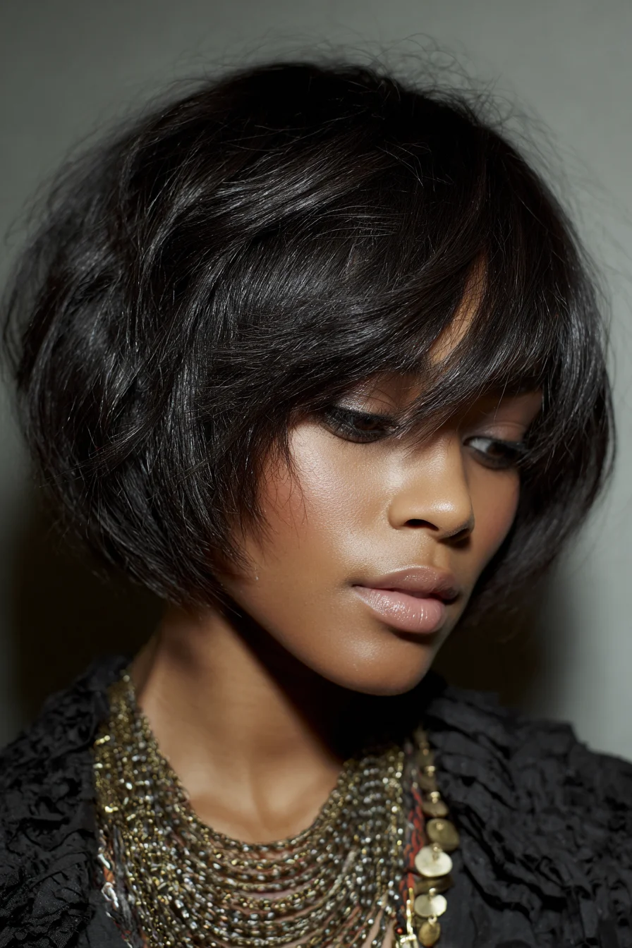 Textured Graduated Bob with Soft Blunt Fringe