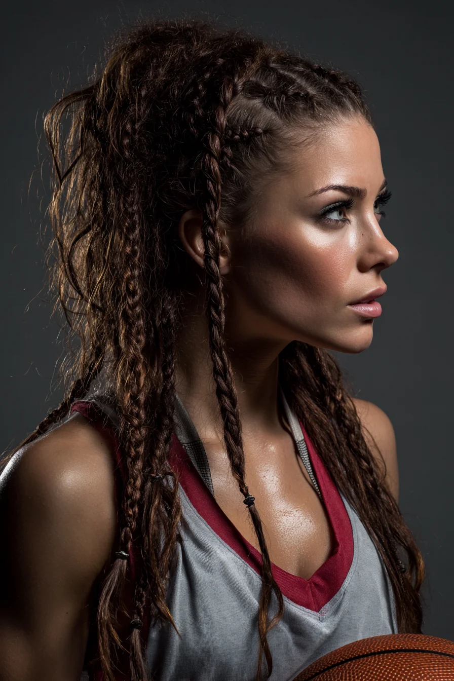 Textured High Pony with Side Cornrows and Micro Braids