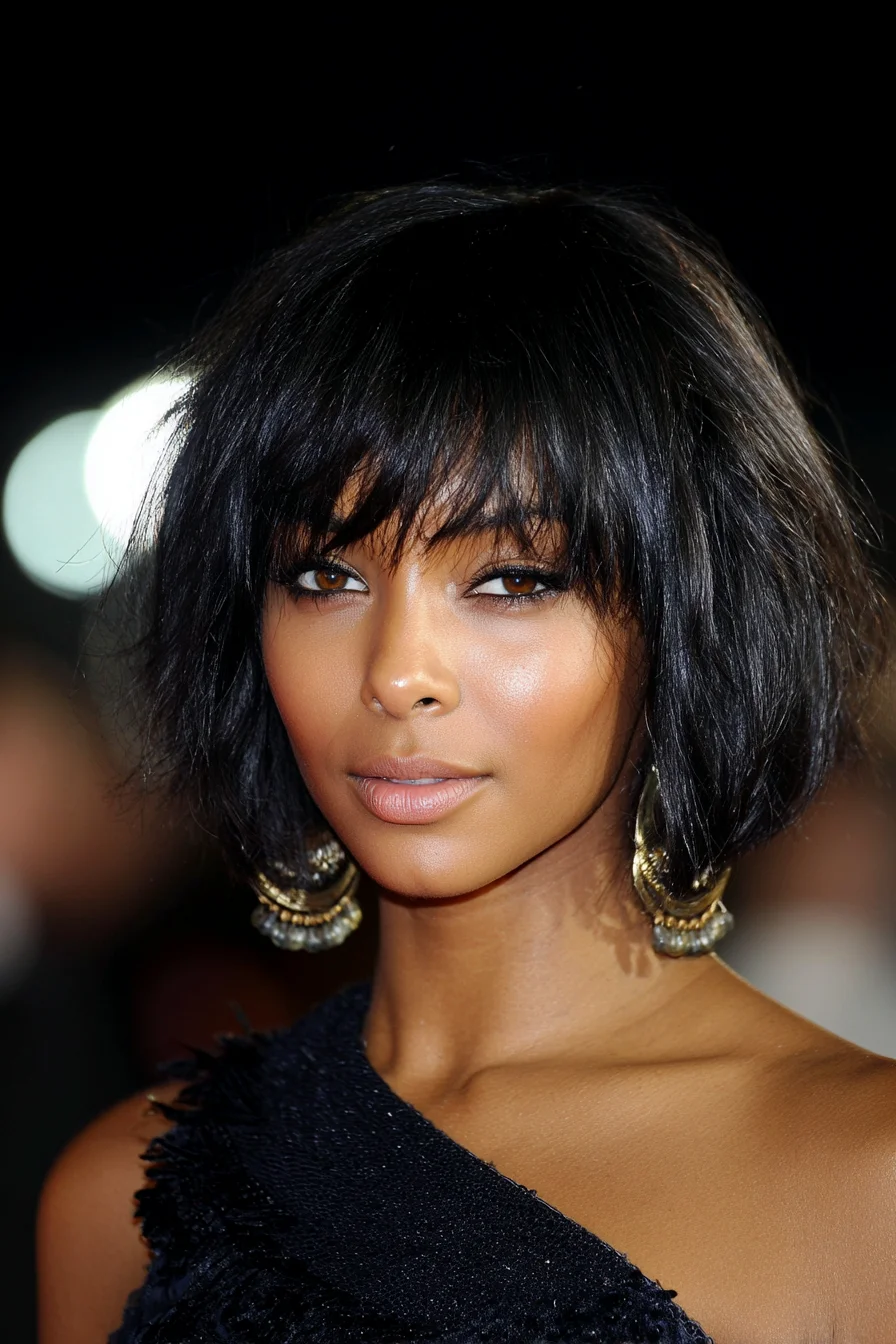 ## Textured Jaw-Length Bob with Choppy Fringe