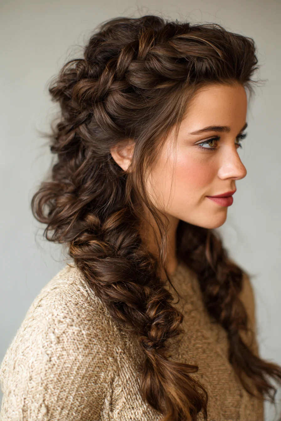 Textured Loose Double Braids with Voluminous Crown — Romantic Boho Braid