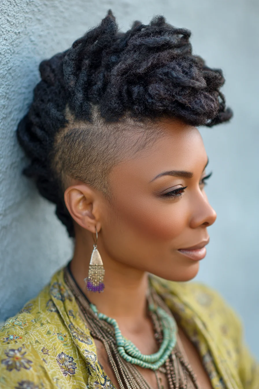 Textured Mohawk with Tapered/Shaved Sides for Natural Locs or Twists