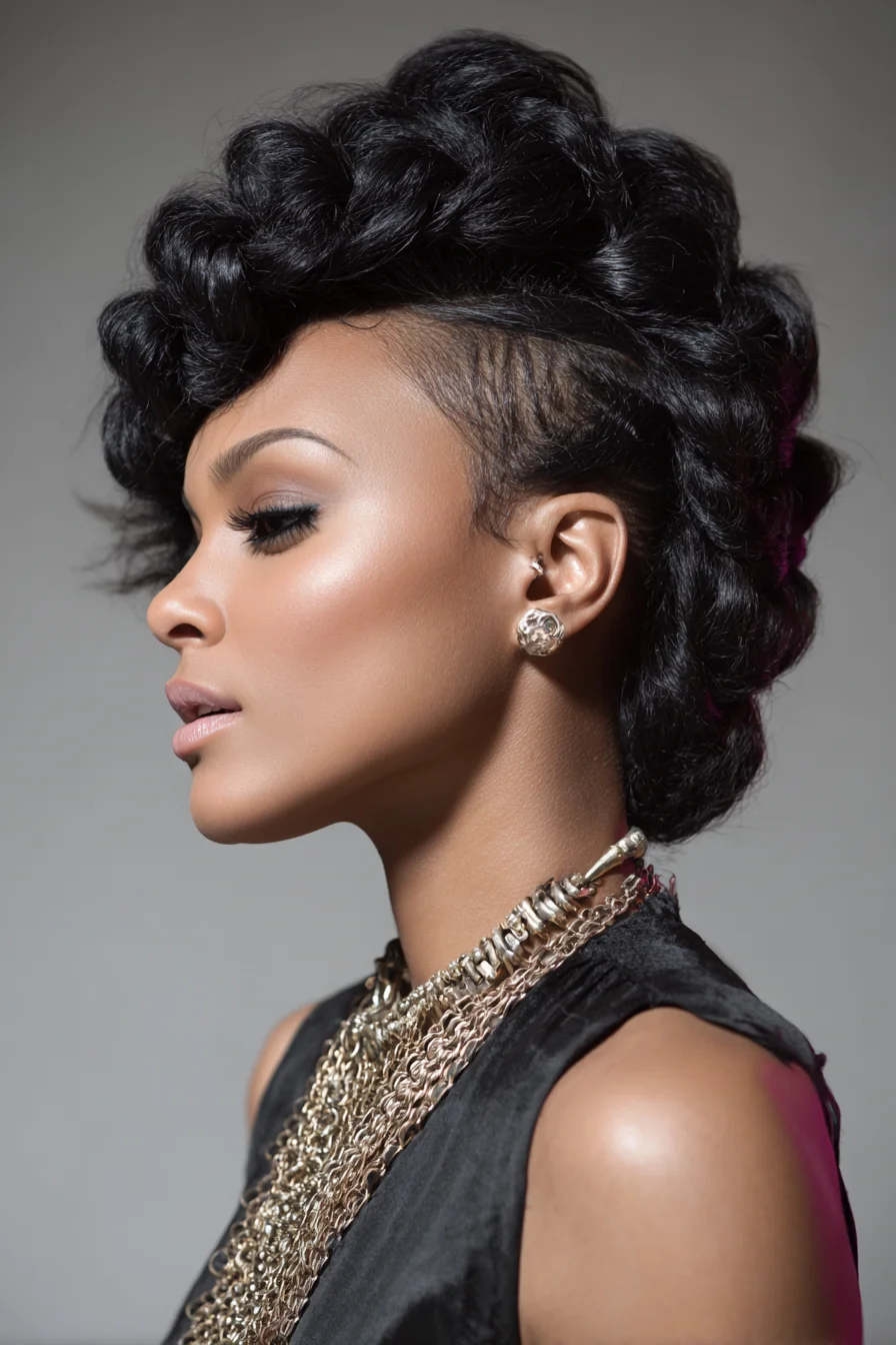 Textured Rolled Faux Hawk Updo with Sculpted Sides