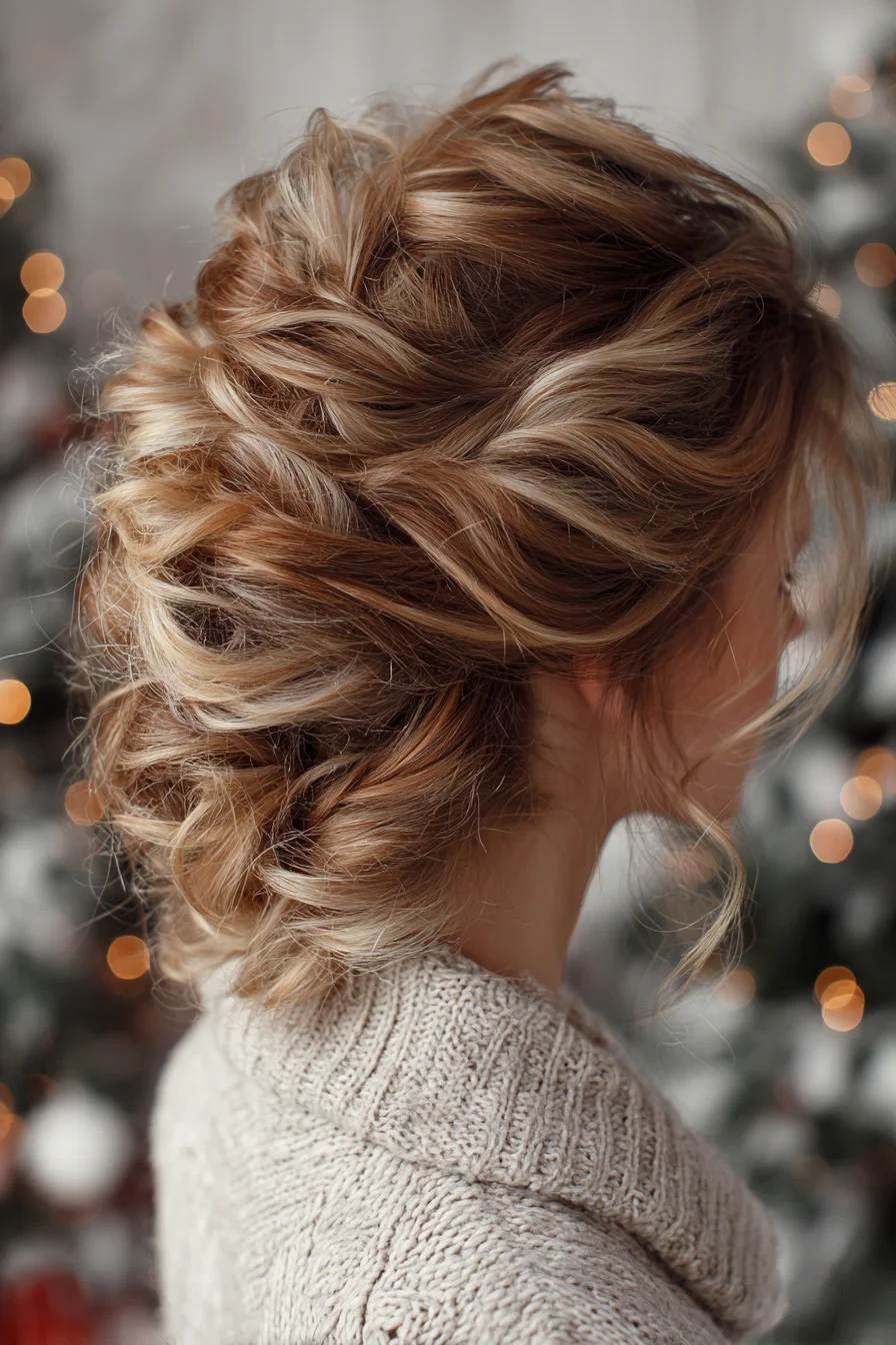 Textured Romantic Loose Updo with Face‑Framing Tendrils
