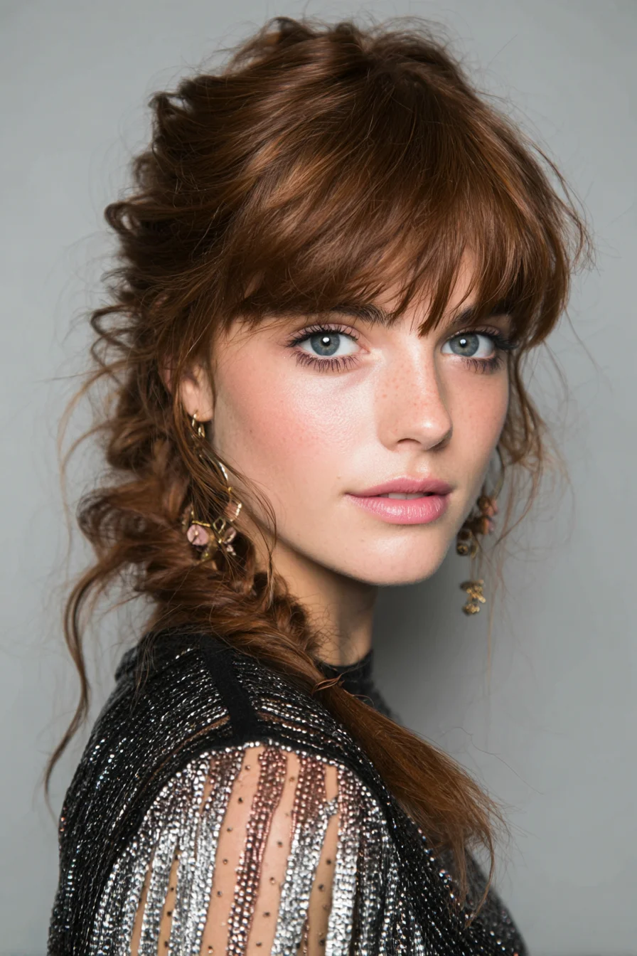 Textured Side Braid with Wispy Fringe — Voluminous Tousled Braid