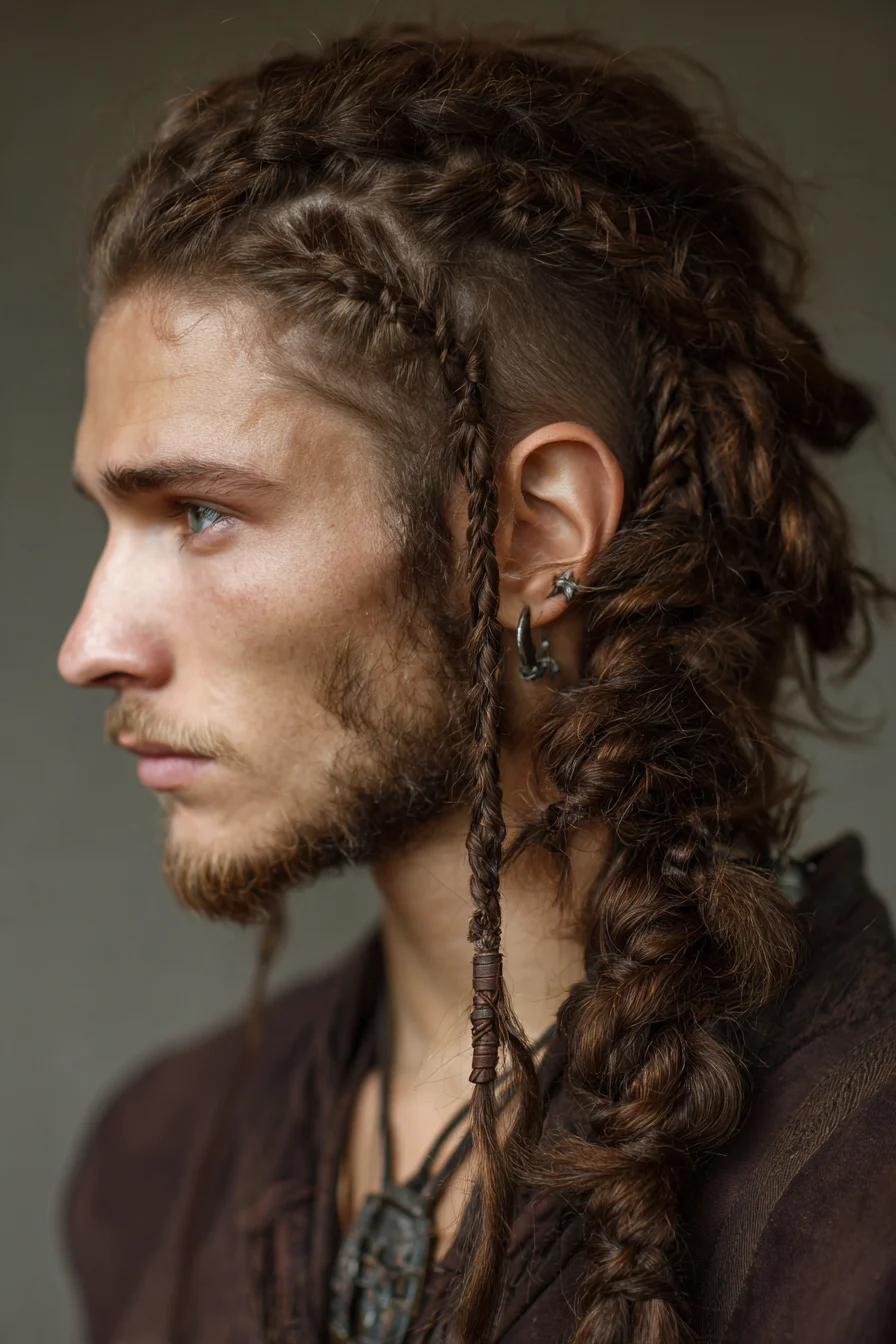 Textured Side Braids with Undercut — Long Rope & Three‑Strand Braids