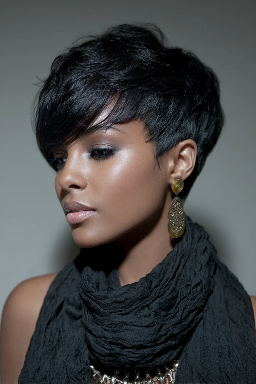 Textured Side-Swept Pixie with Tapered Nape — Short Layered Cut