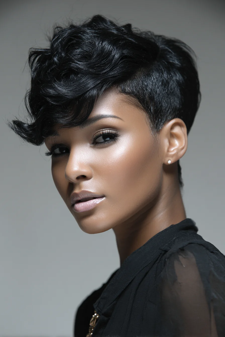 Textured Side‑Swept Pixie with Tapered Sides