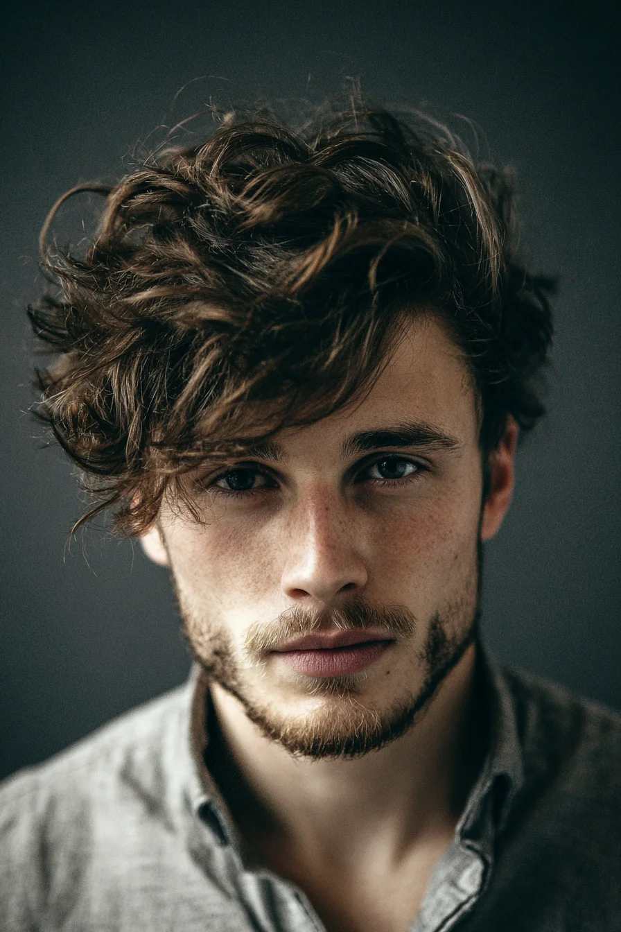 Textured Tousled Medium-Length Mens Cut with Natural Waves