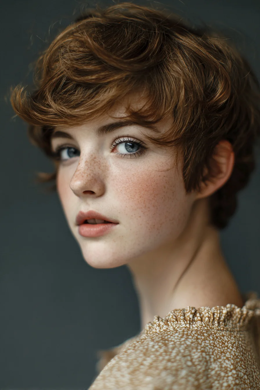 Textured Tousled Pixie with Side‑Swept Fringe