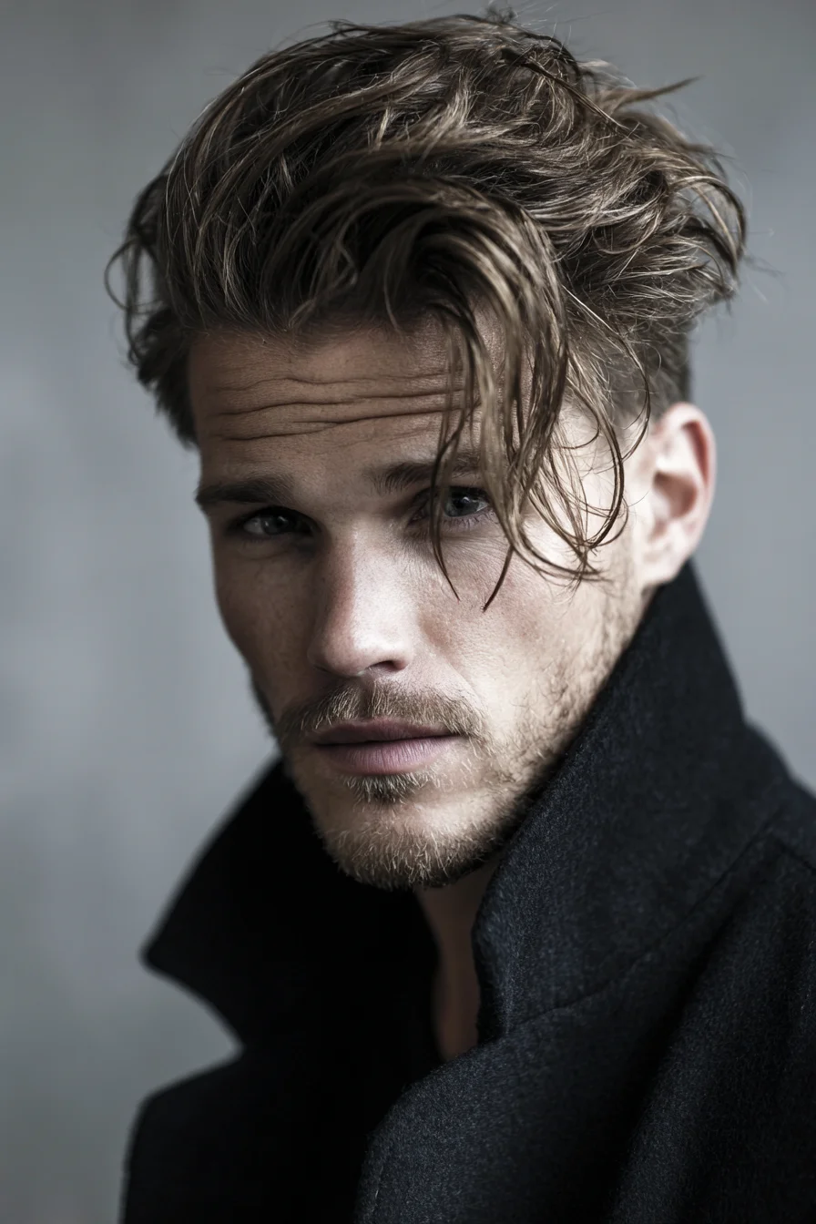 Textured Tousled Quiff for Medium-Length Wavy Hair