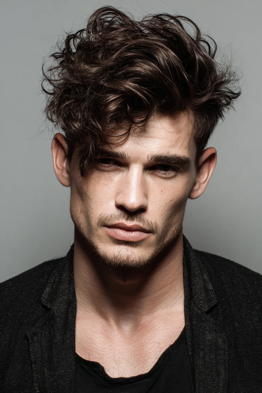 Textured Tousled Wavy Top with Tapered Sides