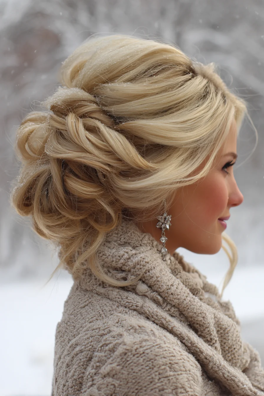 Textured Twisted Low Updo (Romantic Chignon) for Medium–Long Hair