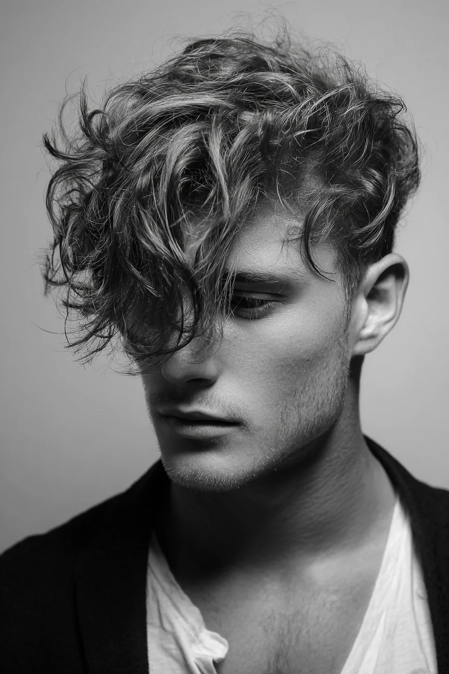 Textured Wavy/Curly Fringe with Tapered Sides