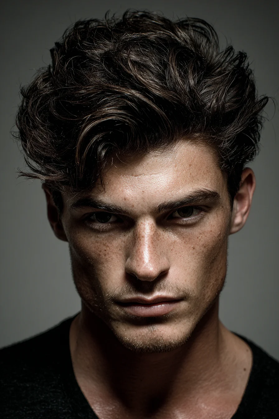 Textured Wavy Pompadour for Thick Hair