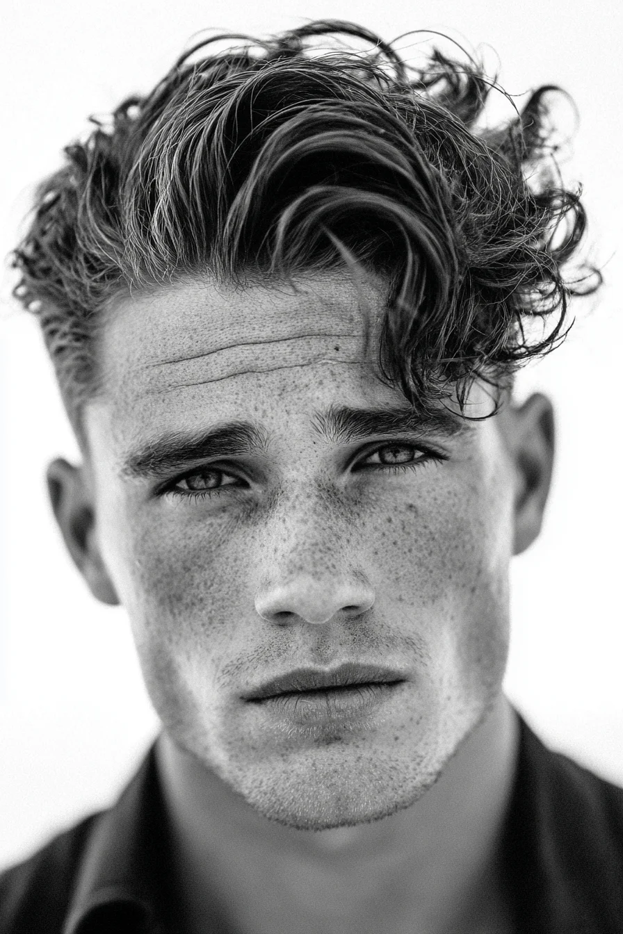 Textured Wavy Quiff with Tapered Sides